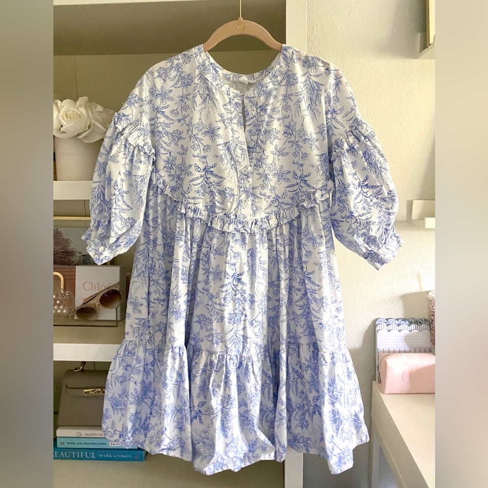 Blue Floral Print Dress